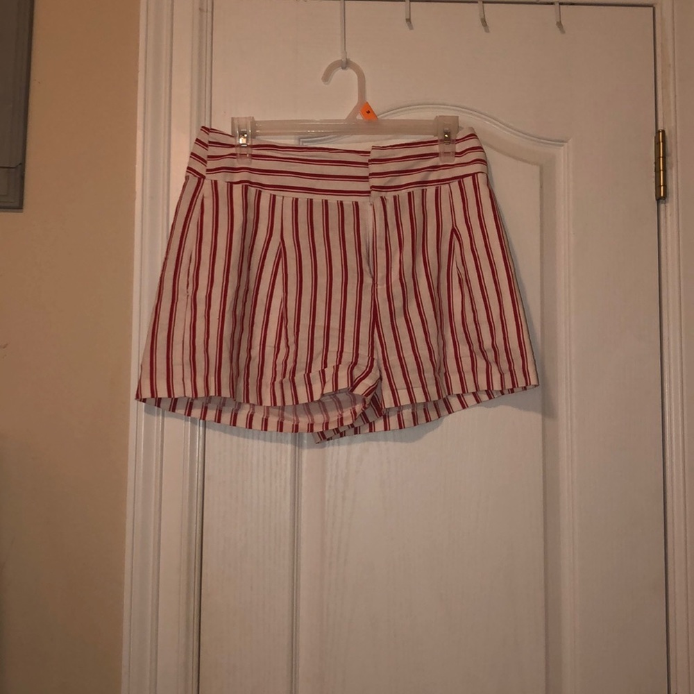 Red and white striped shorts